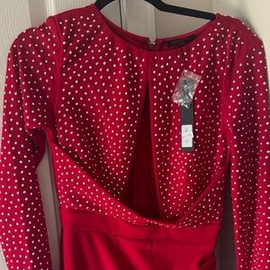 Elegant Red Long Sleeve Dress